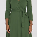 Bestie wrap short jersey dress - Forrest green