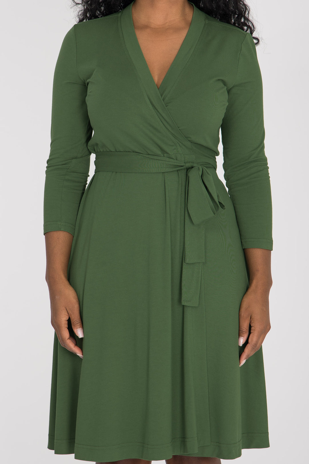Bestie wrap short jersey dress - Forrest green