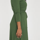 Bestie wrap short jersey dress - Forrest green