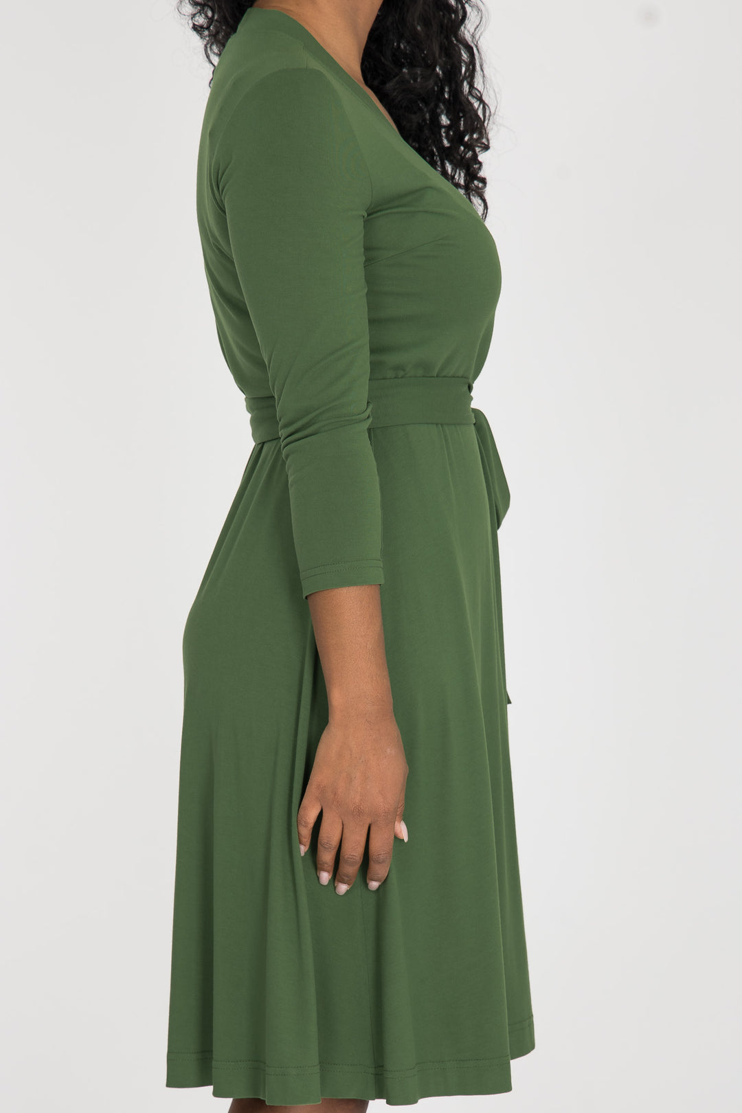 Bestie wrap short jersey dress - Forrest green