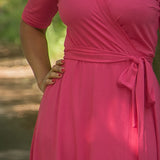 Bestie wrap short jersey dress - Blush pink
