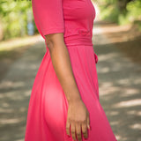 Bestie wrap short jersey dress - Blush pink