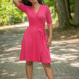 Bestie wrap short jersey dress - Blush pink