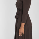 Bestie wrap short jersey dress - Chocolate brown