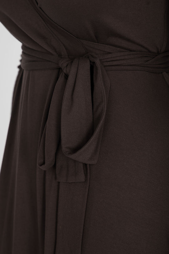 Bestie wrap short jersey dress - Chocolate brown