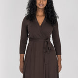Bestie wrap short jersey dress - Chocolate brown