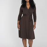 Bestie wrap short jersey dress - Chocolate brown