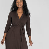 Bestie wrap short jersey dress - Chocolate brown