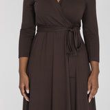 Bestie wrap short jersey dress - Chocolate brown