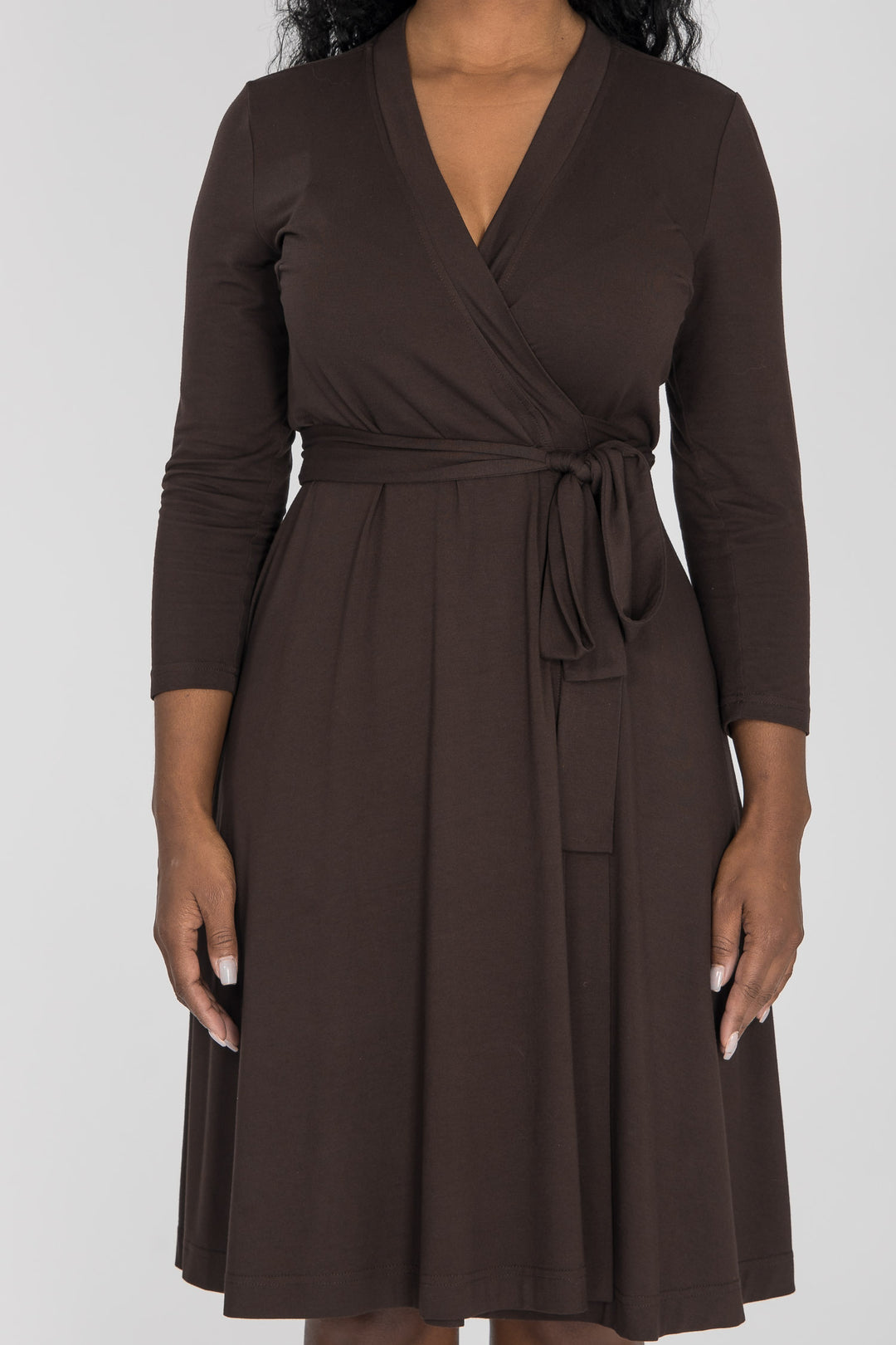 Bestie wrap short jersey dress - Chocolate brown