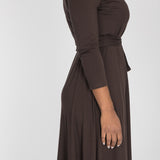 Bestie wrap short jersey dress - Chocolate brown