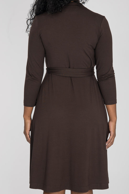 Bestie wrap short jersey dress - Chocolate brown