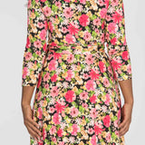 Bestie wrap short jersey dress - Pink flowers
