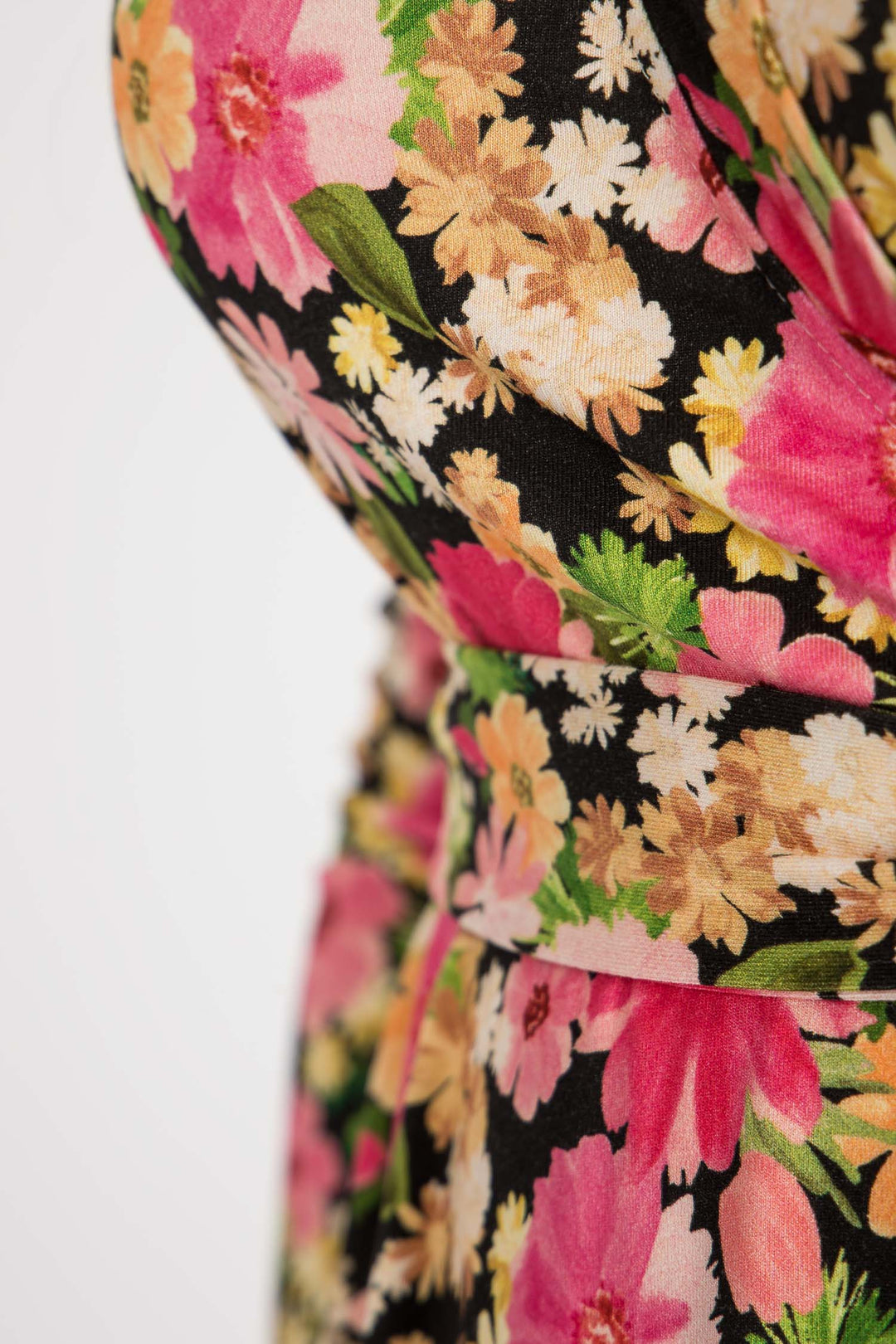 Bestie wrap short jersey dress - Pink flowers