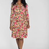 Bestie wrap short jersey dress - Pink flowers