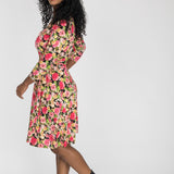 Bestie wrap short jersey dress - Pink flowers