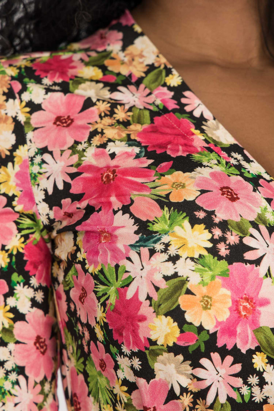 Bestie wrap short jersey dress - Pink flowers
