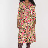 Bestie midi wrap jersey dress - Pink flowers