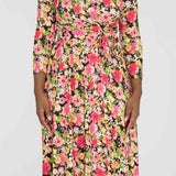 Bestie midi wrap jersey dress - Pink flowers