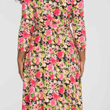 Bestie midi wrap jersey dress - Pink flowers