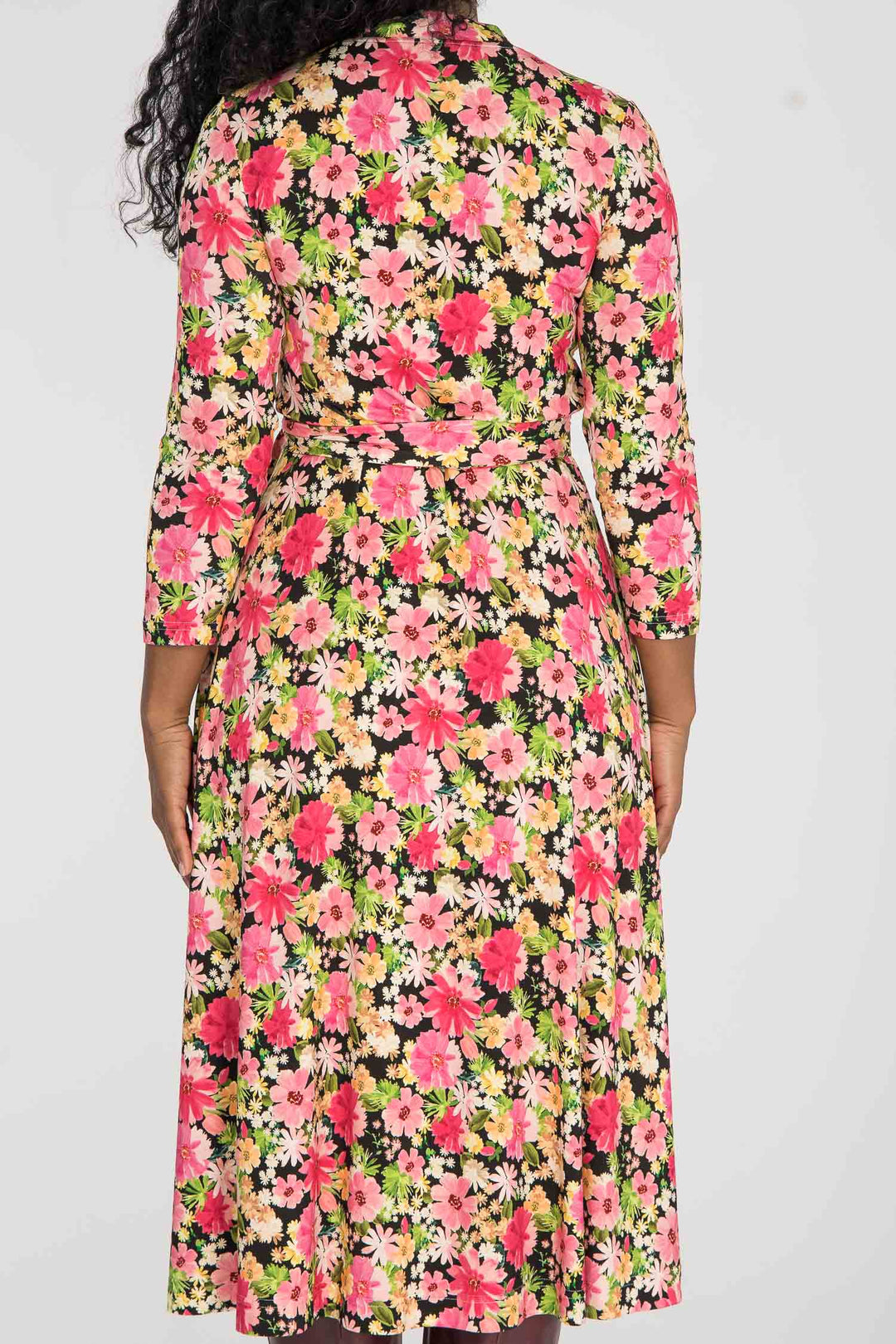 Bestie midi wrap jersey dress - Pink flowers