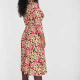 Bestie midi wrap jersey dress - Pink flowers