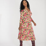 Bestie midi wrap jersey dress - Pink flowers