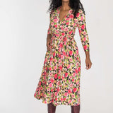 Bestie midi wrap jersey dress - Pink flowers