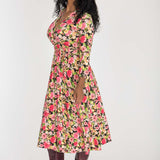 Bestie midi wrap jersey dress - Pink flowers