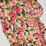 Bestie midi wrap jersey dress - Pink flowers