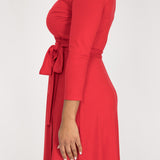Bestie wrap short jersey dress - True Red