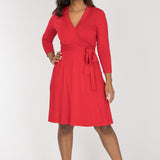 Bestie wrap short jersey dress - True Red