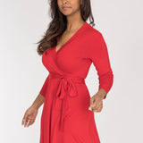 Bestie wrap short jersey dress - True Red