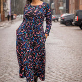 Ideal printed midi jersey dress - Blue-Pink