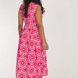 Charm stretch midi woven dress - Red-Pink