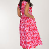 Charm stretch midi woven dress - Red-Pink