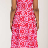 Charm stretch midi woven dress - Red-Pink
