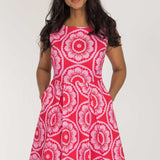 Charm stretch short woven dress - Red-Pink