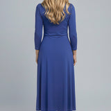 Closed wrap midi jersey dress - Blue flower