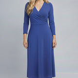 Closed wrap midi jersey dress - Blue flower