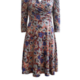 Closed wrap short jersey dress - Blue flower