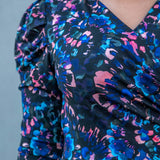 Closed wrap midi jersey dress - Blue-Pink