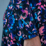 Closed wrap midi jersey dress - Blue-Pink