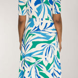 Collar wrap midi jersey dress - Blue-Green