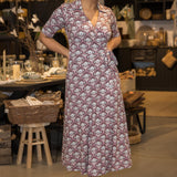 Collar wrap midi jersey dress - Mauve