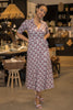 Collar wrap midi jersey dress - Mauve