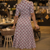 Collar wrap midi jersey dress - Mauve