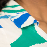 Collar wrap short jersey dress - Blue-Green