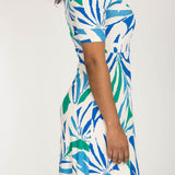 Collar wrap short jersey dress - Blue-Green