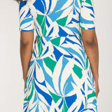 Collar wrap short jersey dress - Blue-Green